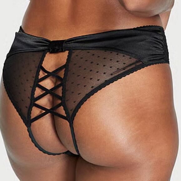 VICTORIA’S SECRET VERY SEXY
Mesh & Satin Bow Cutout Back Open Panty- size SMALL - Picture 1 of 10